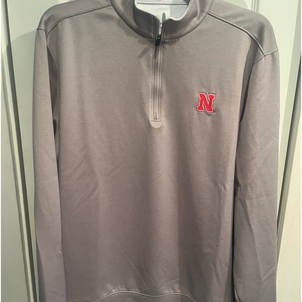 Johnnie-O Men's Performance Half-Zip Pullover light gray w logo size L